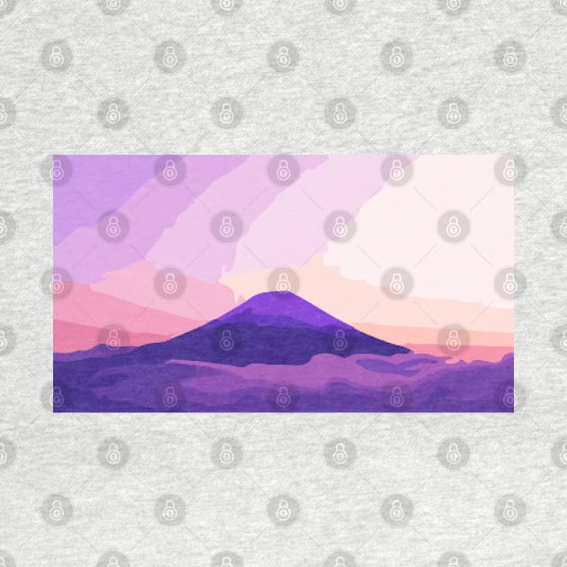 Sunset Over Mount Fuji Digital Painting by gktb